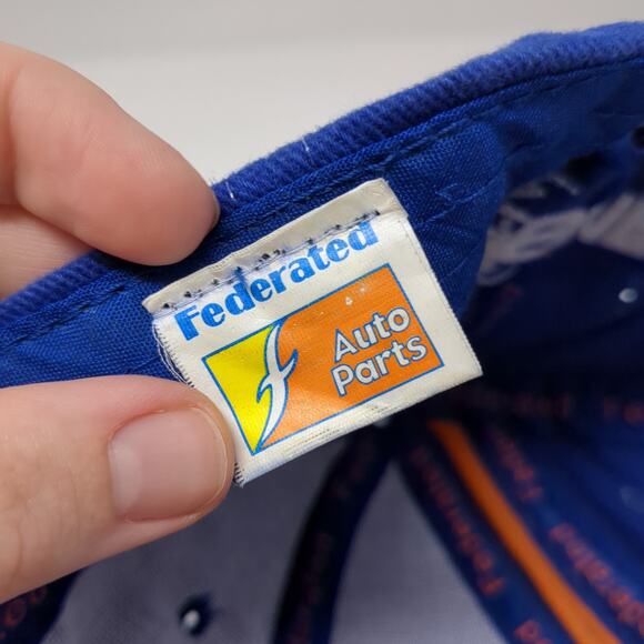 Federated Auto Parts Racing Schrader Racing Strapback Baseball Cap Blue One Size - Picture 9 of 10